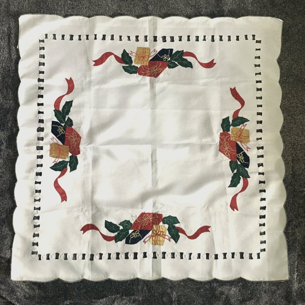 Embroidered Christmas tablecloth